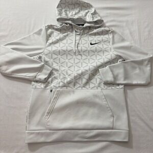 Nike Therma-Fit Men's White Hoodie Size Medium Pull Over Gym C casual Comfy Fit